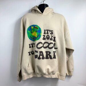 Lonely Ghost Adults It's Cool To Care 2021‎ Smiley Pullover Hoodie Size XL